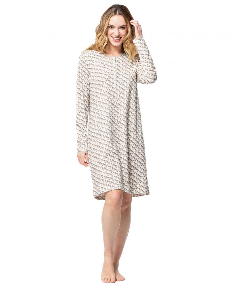 CAMISON SEÑORETTA HOJAS 252101 TALLAS: l, xl, xxl, 3xl; COLOR: beige Temporada: invierno 25 - Toda la lencería de noche