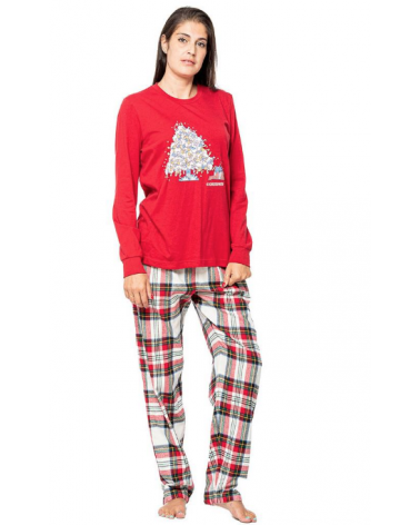 PIJAMA MUJER KUKUXUMU NAVIDAD 252259 TALLAS: s, m, l; COLOR: rojo Temporada: invierno 25 - Toda la lencería de noche de