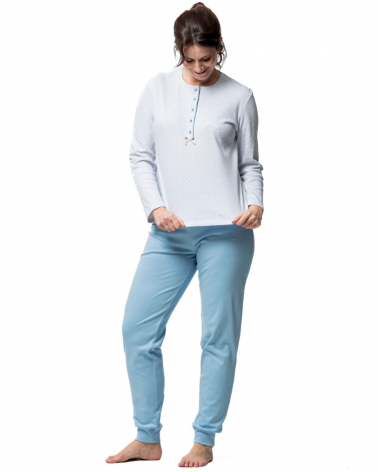 PIJAMA MUJER EGATEX CIRCULOS ALGODON 252564 TALLAS: m, l, xl, xxl; COLOR: azul Temporada: invierno 25 - Toda la