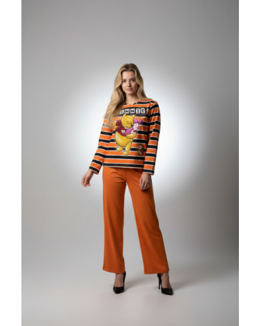 PIJAMA MUJER WINNIE DYSNEY MASSANA D581216 TALLAS: s, l; COLOR: naranja Temporada: anteriores - Toda la lencería de