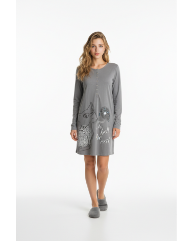 CAMISON MANGA LARGA SEÑORERRA 122158 COLOR: gris; TALLAS: m, l, xl, xxl Temporada: invierno 2012 - Toda la lencería de