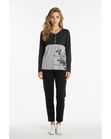 PIJAMA MUJER MASSANA NEGRO P601228 TALLAS: s, m, l; COLOR: negro Temporada: anteriores - Toda la lencería de noche de