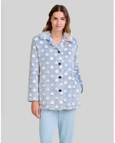 CHAQUETA MUJER LOHE TOPOS Y251482 TALLAS: s, l, xl; COLOR: azul Temporada: invierno 25 - Toda la lencería de noche de