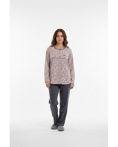 PIJAMA MUJER MARCA MASSANA ABIERTO "FLORES" P621288 TALLAS: m, l, xl, xxl; COLOR: rosa Temporada: invierno 2012 - Toda