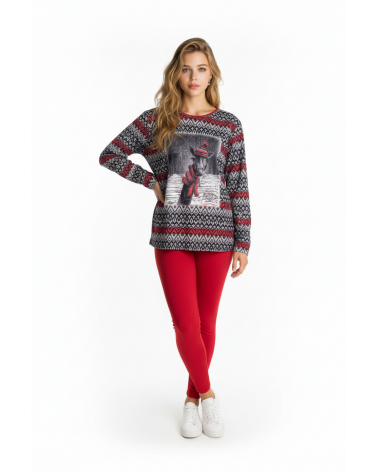 PIJAMA MUJER MARCA MASSANA "JIRAFA" P621236 TALLAS: m, l, xl; COLOR: carmin Temporada: invierno 2012 - Toda la lencería