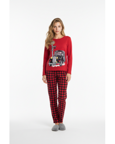 PIJAMA MUJER MASSANA "COCHE" P621210 TALLAS: m, l, xl, xxl; COLOR: rojo Temporada: invierno 2012 - Toda la lencería de