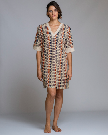 VESTIDO MANGA CORTA SEÑORETTA CROCHET 261156 TALLAS: m; COLOR: unico Temporada: verano 2026 - Ropa de mujer  - PEPI