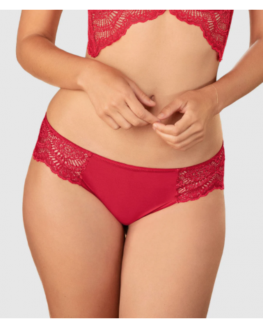 BRAGA ENCAJE LEONISA 92074 TALLAS: s, m; COLOR: rojo Temporada: anteriores - Todas las braguitas mujer online  - PEPI