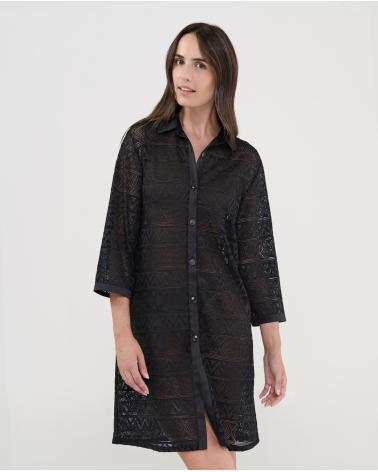 KAFTAN MUJER LOHE DESAGUJADO V268451 TALLAS: m, l, xl; COLOR: negro Composición: poliéster, elástano; Temporada: verano
