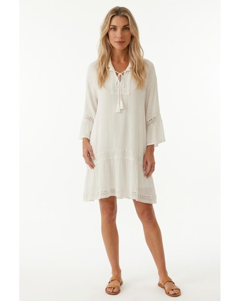 VESTIDO LOHE IBICENCO V198486 COLOR: blanco; TALLAS: m, l, xl Composición: algodón; Temporada: ver19 - Ropa de mujer  -
