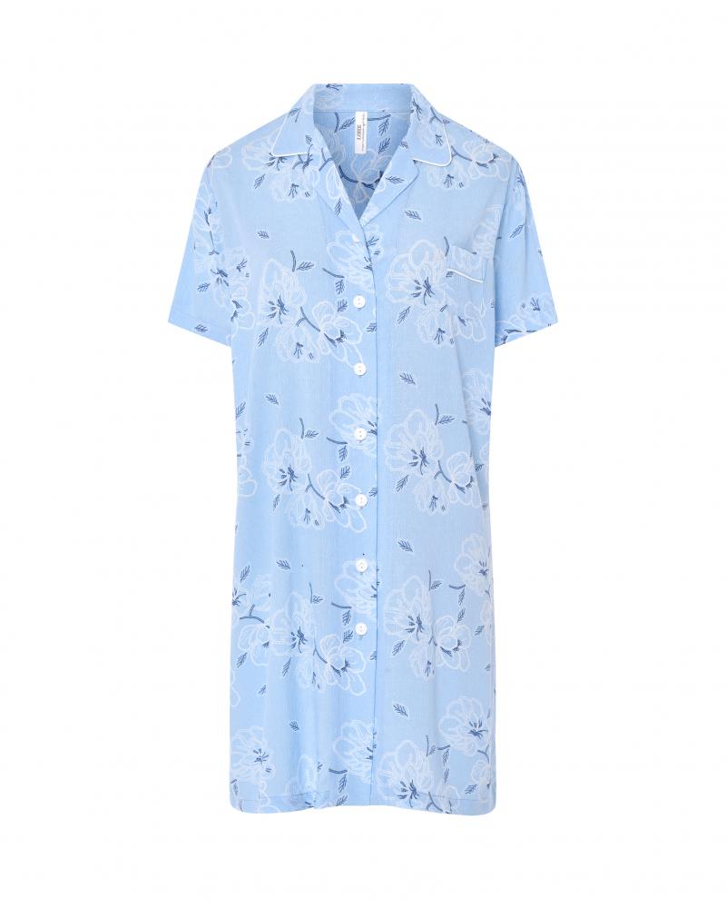 CAMISON LOHE FLORES ABIERTO V263994 TALLAS: m, l, xl; COLOR: azul Temporada: verano 2026 - Toda la lencería de noche de