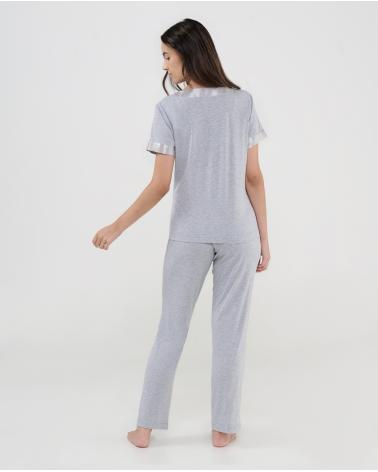 PIJAMA MUJER LOHE MODAL RASO V261388 COLOR: gris, rosa; TALLAS: s, m, l, xl, xxl Temporada: verano 2026 -   - PEPI