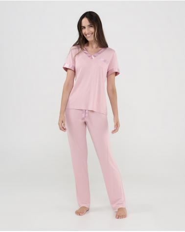 PIJAMA MUJER LOHE MODAL RASO V261388 COLOR: gris, rosa; TALLAS: s, m, l, xl, xxl Temporada: verano 2026 -   - PEPI
