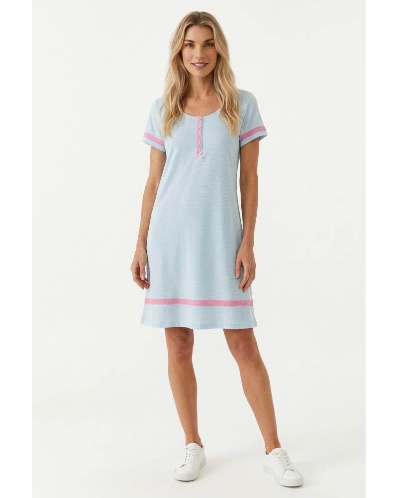 camison señoretta ALGODON 161134 TALLAS: m, xl, xxl, 3xl; COLOR: azul Composición: poliéster, algodón; Temporada: ve16