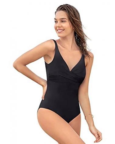 BAÑADOR LEONISA REDUCTOR 19A071R CRUZADO TALLAS: l, xl; COLOR: negro Temporada: verano 2026 - Colección Baño Mujer