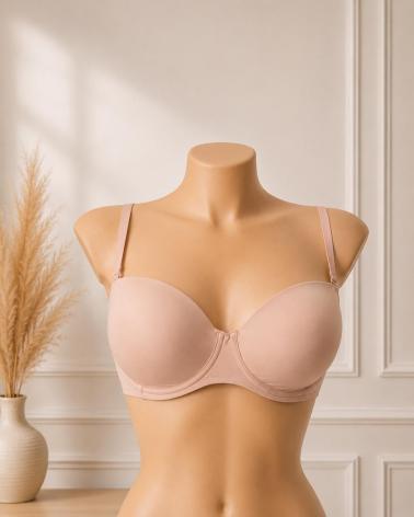SUJETADOR PRIMA DONNA SIN TIRANTES FIGURAS 0263258 COPA E COLOR: negro, pouwder rose; TALLAS: 90, 95, 100, 105