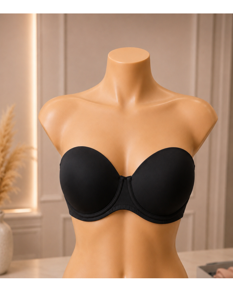SUJETADOR PRIMA DONNA SIN TIRANTES FIGURAS 0263258 COPA E COLOR: negro, pouwder rose; TALLAS: 90, 95, 100, 105