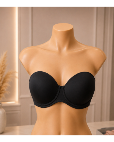SUJETADOR PRIMA DONNA SIN TIRANTES FIGURAS 0263258 COPA E COLOR: negro, pouwder rose; TALLAS: 90, 95, 100, 105