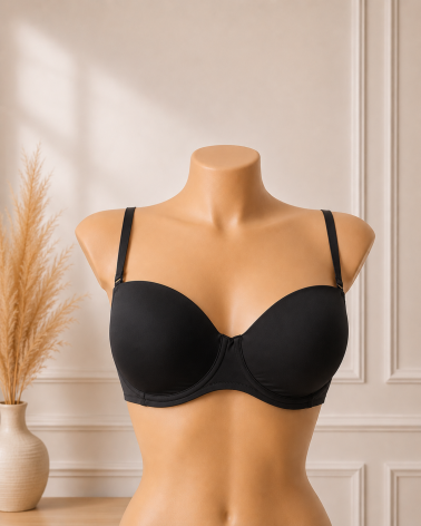 SUJETADOR PRIMA DONNA SIN TIRANTES FIGURAS 0263258 COPA E COLOR: negro, pouwder rose; TALLAS: 90, 95, 100, 105