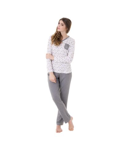 Pijama Señora Lohe Geométrico Gris